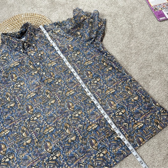 SOLD | Reyn Spooner Tribal Aztec Fish All Over Print Hawaii Shirt Half Button - Picture 11 of 11